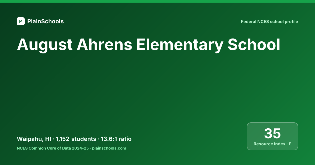 August Ahrens Elementary School - Waipahu, HI | 14.3:1 Student-Teacher ...