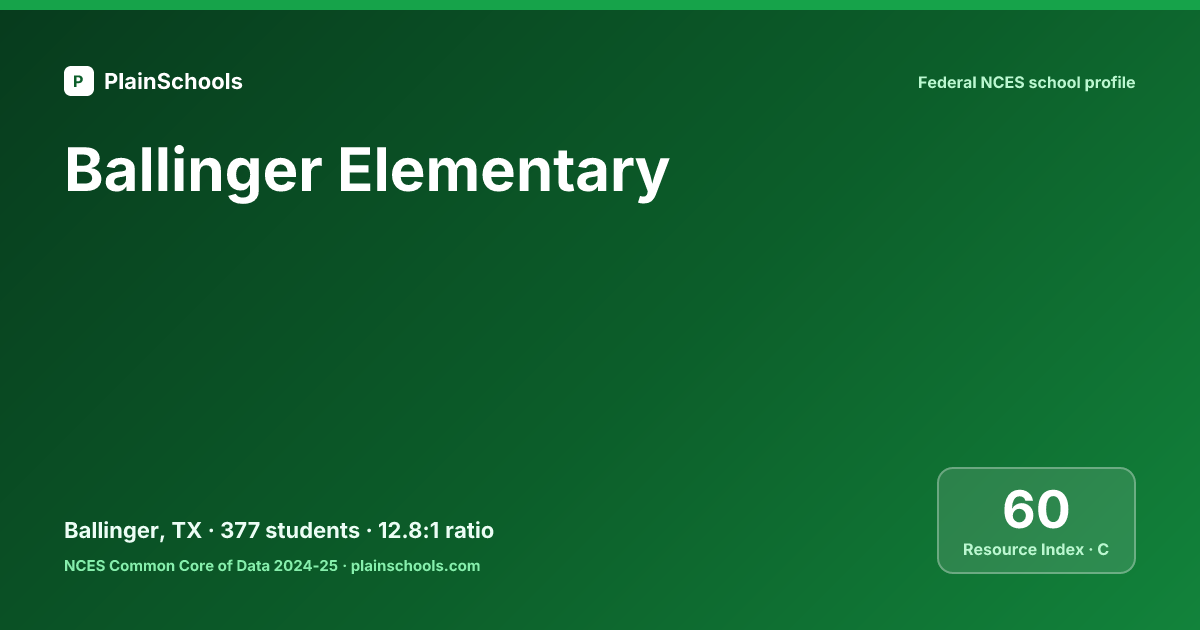 Pascal Ballinger Ballinger El - Ballinger, TX | 11.5:1 Student-Teacher Ratio