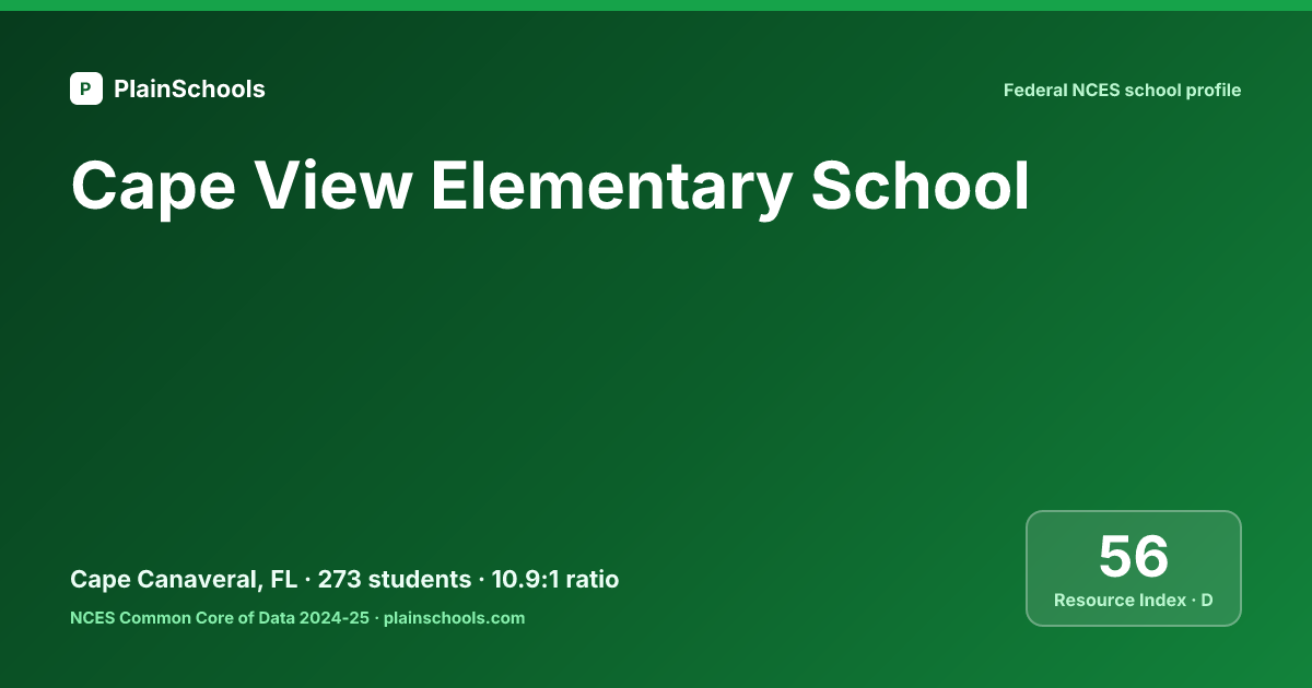 Cape View Elementary School — Cape Canaveral, FL | 12.7:1 Student ...