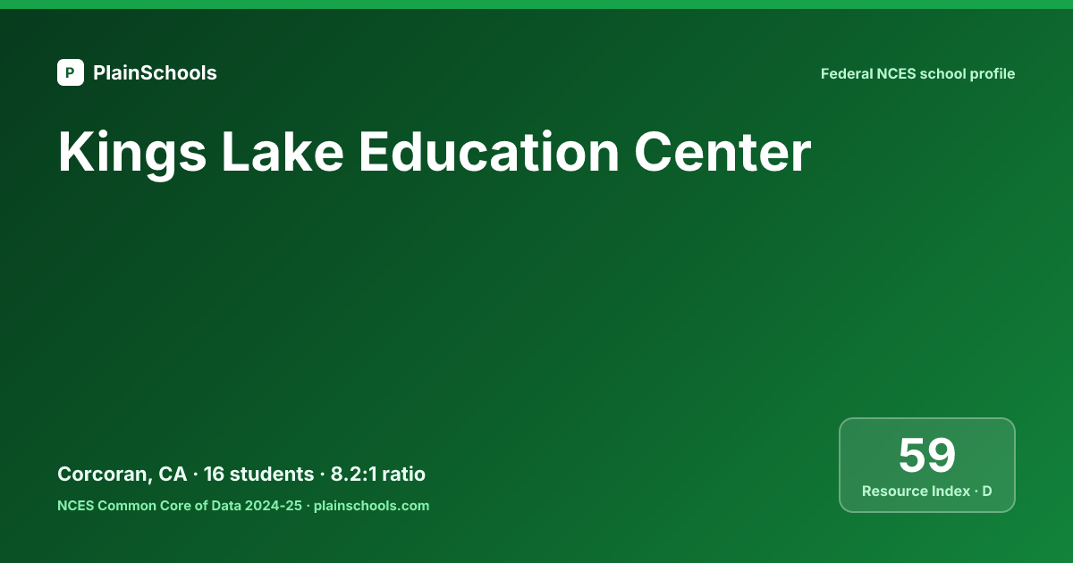 Kings Lake Education Center — Corcoran, CA | 42:1 Student-Teacher Ratio