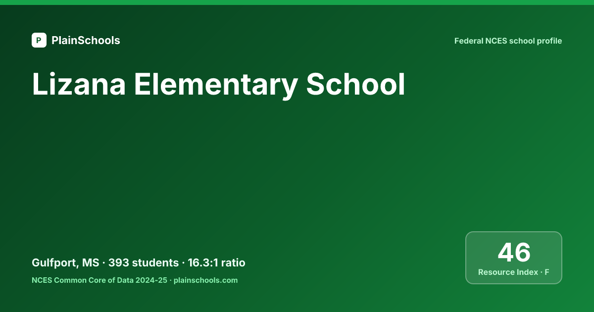 Lizana Elementary School - Gulfport, MS | 15.3:1 Student-Teacher Ratio