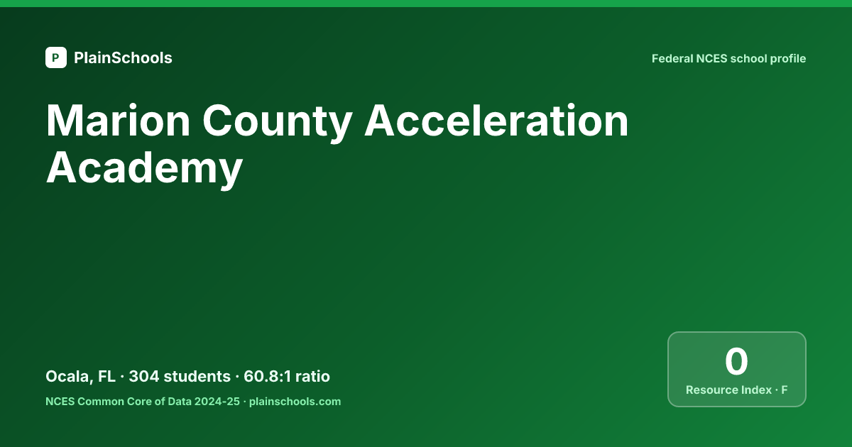 Marion County Acceleration Academy - Ocala, FL | 22:1 Student-Teacher Ratio