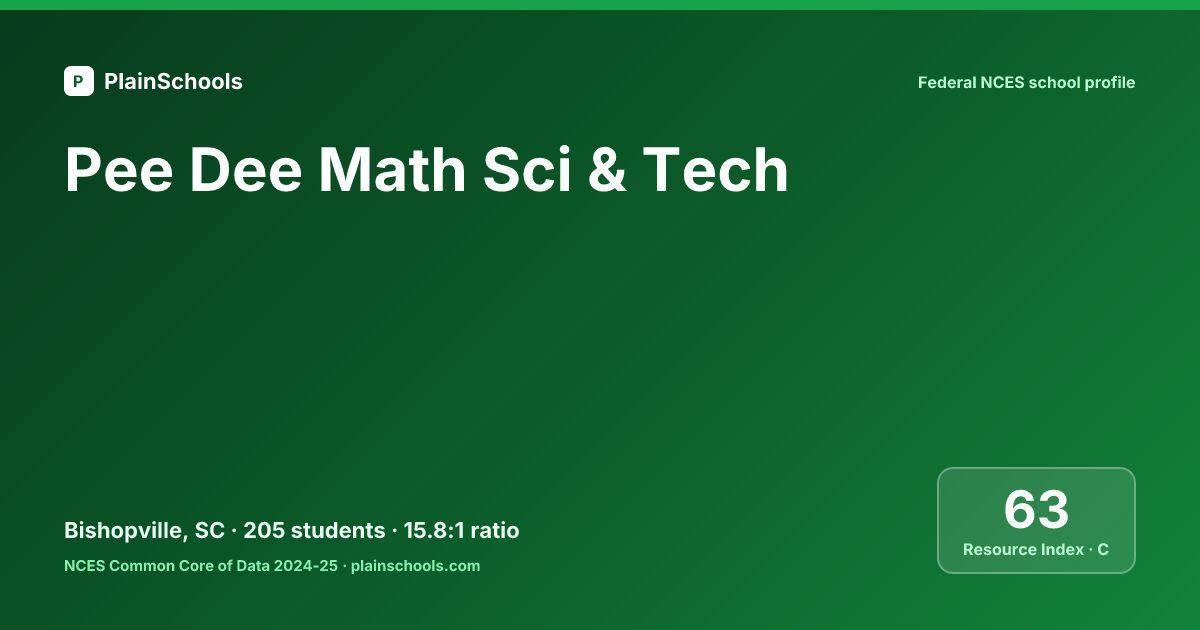 Pee Dee Math Sci & Tech - Bishopville, SC | 14.8:1 Student-Teacher Ratio